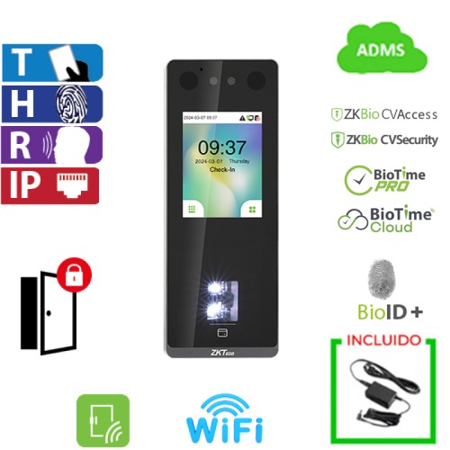                                                                             Terminal de Control de Acceso y Control de Tiempo y Asistencia con Wifi ZKteco (SenseFace 3A Wif)